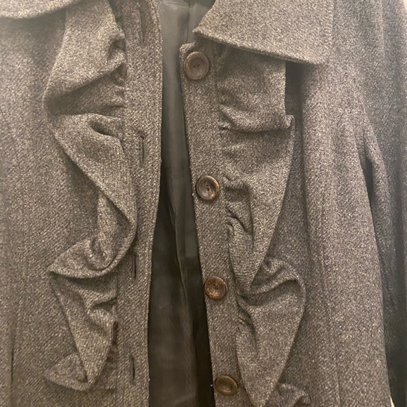 I. Spiewak and sons front ruffles grey wool coat - Picture 2 of 3